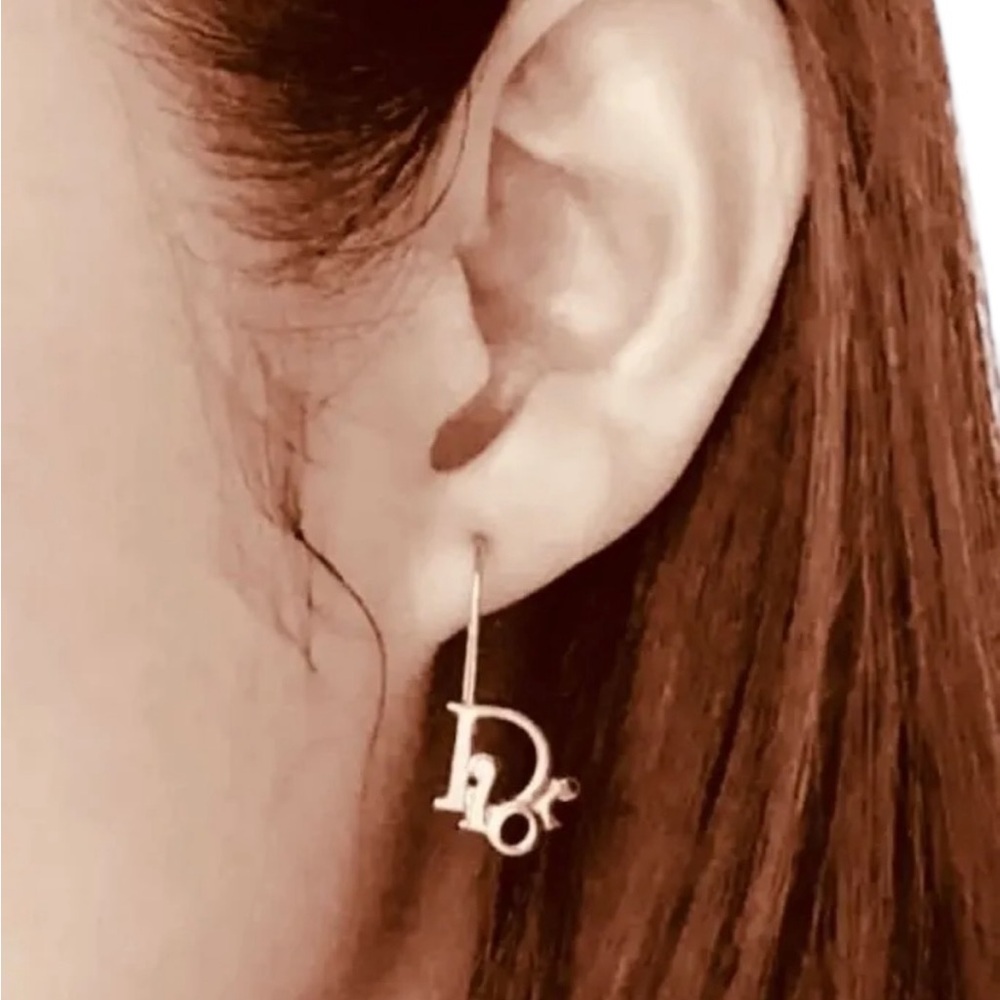 Dior Gold Logo Earrings